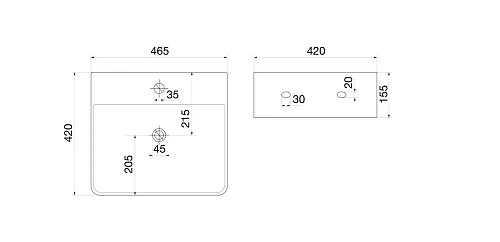 Раковина OWL 1975 белая прямоугольная с полочкой под смеситель OWLB191001 Раковина OWL 1975 белая прямоугольная с полочкой под смеситель OWLB191001