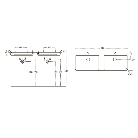Раковина OWL LUXURY 120 см OWLB19-11120 Раковина OWL LUXURY 120 см OWLB19-11120