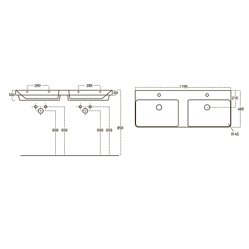 Раковина OWL LUXURY 120 см OWLB19-11120 Раковина OWL LUXURY 120 см OWLB19-11120