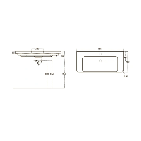 Раковина OWL LUXURY105 см OWLB19-11105 Раковина OWL LUXURY105 см OWLB19-11105