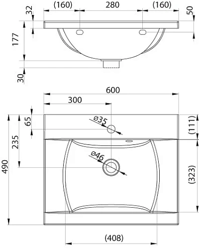 Раковина Ravak Classic 60x49 XJD01160000 Раковина Ravak Classic 60x49 XJD01160000