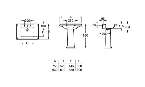 Раковина Roca America 327490000 75 см Раковина Roca America 327490000 75 см