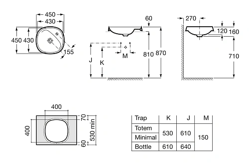 Раковина Roca Beyond 45х45 3270B7000 Раковина Roca Beyond 45х45 3270B7000