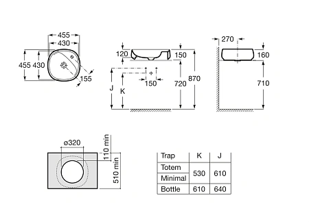 Раковина Roca Beyond 45х45 3270B9000 Раковина Roca Beyond 45х45 3270B9000