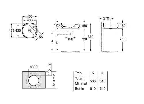 Раковина Roca Beyond 45х45 3270B9000 Раковина Roca Beyond 45х45 3270B9000