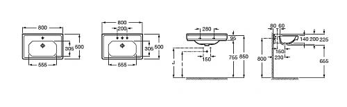 Раковина Roca Carmen 3270A0000 80 см 3270A0003 Раковина Roca Carmen 3270A0000 80 см 3270A0003