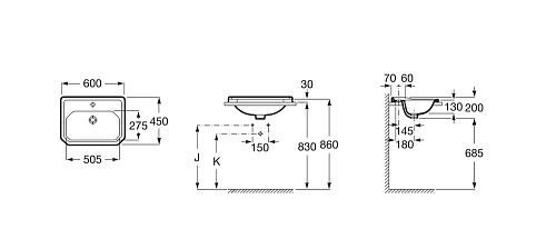 Раковина Roca Carmen 60х45 3270A5000 Раковина Roca Carmen 60х45 3270A5000