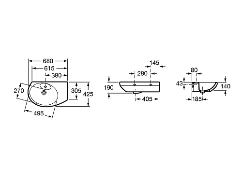 Раковина Roca Dama Senso Compacto 68x42 327519000 Раковина Roca Dama Senso Compacto 68x42 327519000