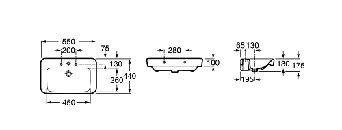 Раковина Roca Dama Senso Square 55 32751C000 Раковина Roca Dama Senso Square 55 32751C000