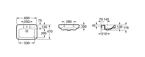 Раковина Roca Dama Senso Square 60 32751B000 Раковина Roca Dama Senso Square 60 32751B000