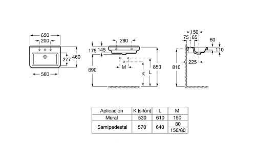 Раковина Roca Dama-N 65х46 327783000 Раковина Roca Dama-N 65х46 327783000