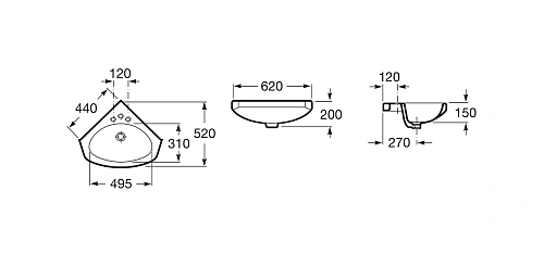 Раковина Roca Estudio 44х52 325200001 Раковина Roca Estudio 44х52 325200001