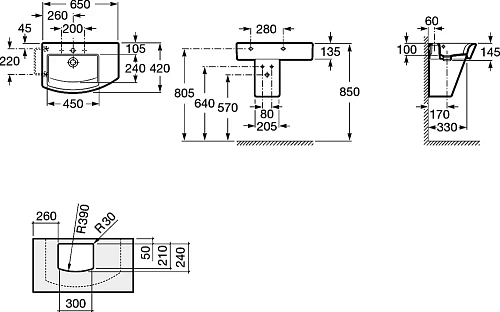 Раковина Roca Hall 65x42 327620000 Раковина Roca Hall 65x42 327620000