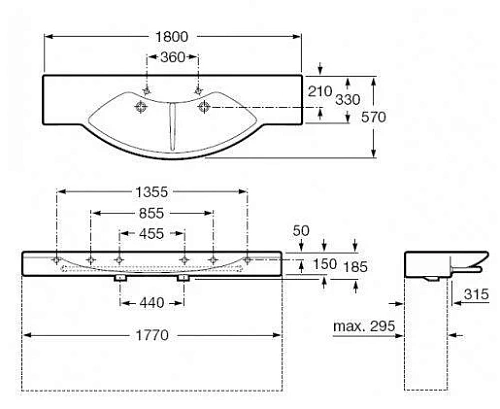 Раковина Roca Hotels 324931000 180 см Раковина Roca Hotels 324931000 180 см