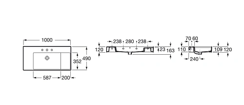 Раковина Roca Inspira Square Unik 100x49 32752A000 Раковина Roca Inspira Square Unik 100x49 32752A000