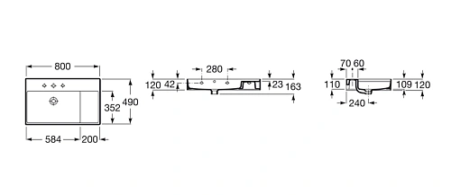 Раковина Roca Inspira Square WB Unik 80x49 32752B000 Раковина Roca Inspira Square WB Unik 80x49 32752B000