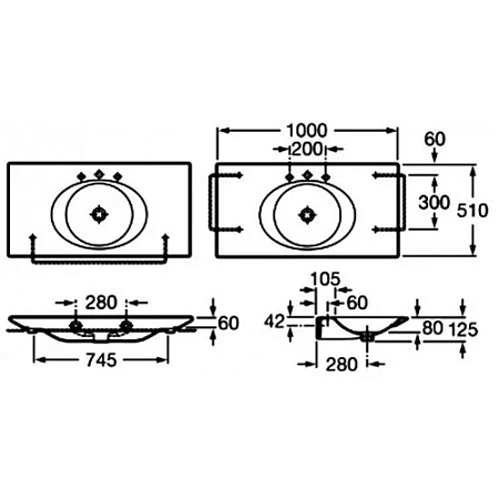 Раковина Roca Kalahari 327897000 100 см Раковина Roca Kalahari 327897000 100 см