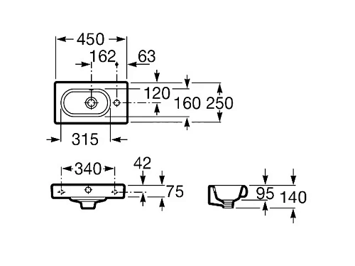 Раковина Roca Meridian 45x25 327248000 Раковина Roca Meridian 45x25 327248000