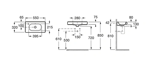 Раковина Roca Meridian 55x32 32724Z000 Раковина Roca Meridian 55x32 32724Z000