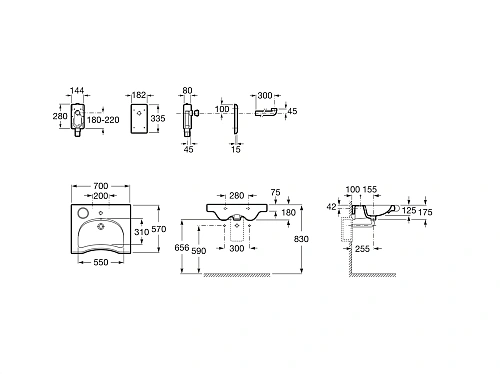 Раковина Roca Meridian 70х57 32724H000 Раковина Roca Meridian 70х57 32724H000