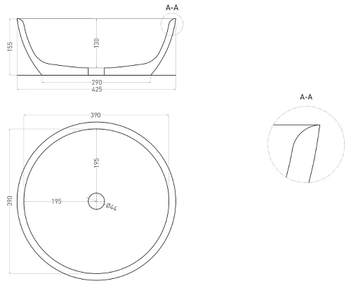Раковина Salini ALDA 02 1102110GN покраска по RAL снаружи Раковина Salini ALDA 02 1102110GN покраска по RAL снаружи