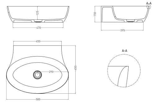 Раковина Salini ALDA WALL 02 140312GN покраска по RAL снаружи Раковина Salini ALDA WALL 02 140312GN покраска по RAL снаружи
