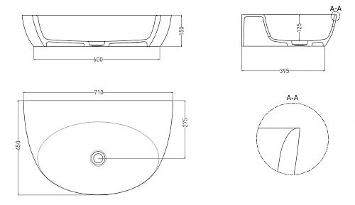 Раковина Salini ALDA WALL 03 140323MN покраска по RAL снаружи Раковина Salini ALDA WALL 03 140323MN покраска по RAL снаружи