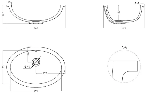 Раковина Salini MAREA 12 1101109G 545x375 встраиваемая S-Sense Раковина Salini MAREA 12 1101109G 545x375 встраиваемая S-Sense