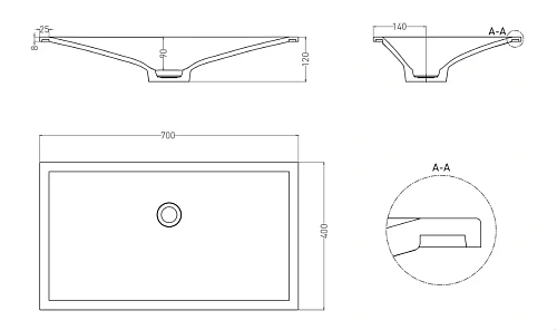 Раковина Salini MAREA 13 1802213M 700x400 встраиваемая S-Stone Раковина Salini MAREA 13 1802213M 700x400 встраиваемая S-Stone