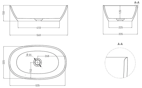 Раковина Salini SOFIA 1101106G 560x335 накладная S-Sense Раковина Salini SOFIA 1101106G 560x335 накладная S-Sense