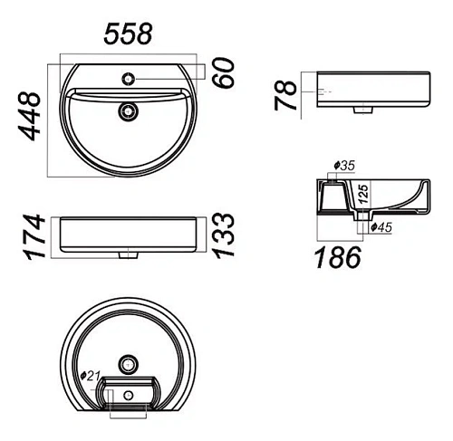 Раковина SANITA LUXE Best 56 WB.PD/Best/55-C/WHT.G/S1 Раковина SANITA LUXE Best 56 WB.PD/Best/55-C/WHT.G/S1