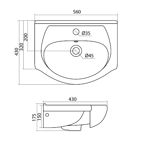 Раковина Santek Линда 55 1WH110156 1.WH11.0.156 Раковина Santek Линда 55 1WH110156 1.WH11.0.156