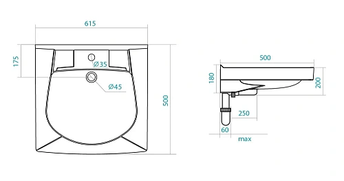 Раковина Santek Пилот 50 1WH110569 (без крепежа и сифона) 1.WH11.0.569 Раковина Santek Пилот 50 1WH110569 (без крепежа и сифона) 1.WH11.0.569