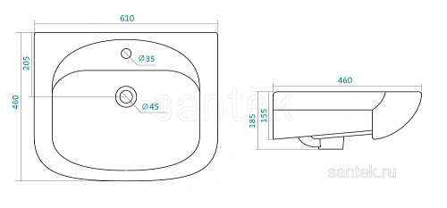 Раковина Santek Стелла 60 1WH112450 1.WH11.2.450 Раковина Santek Стелла 60 1WH112450 1.WH11.2.450