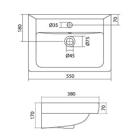 Раковина Santek Тигода 55 1WH302127 мини 1.WH30.2.127 Раковина Santek Тигода 55 1WH302127 мини 1.WH30.2.127
