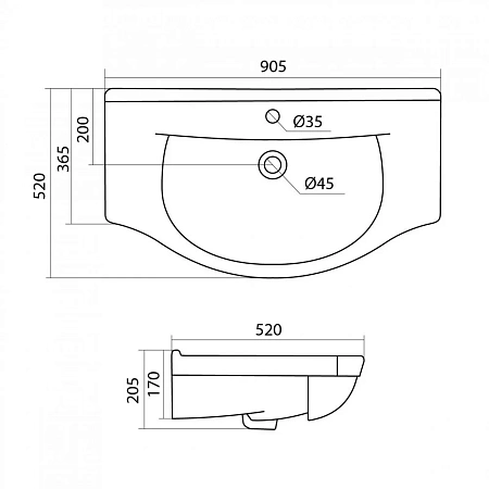 Раковина Santek ЭЛЬБРУС 90 1WH110790 1.WH11.0.790 Раковина Santek ЭЛЬБРУС 90 1WH110790 1.WH11.0.790