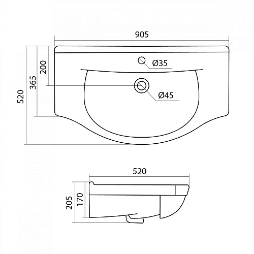 Раковина Santek ЭЛЬБРУС 90 1WH110790 1.WH11.0.790 Раковина Santek ЭЛЬБРУС 90 1WH110790 1.WH11.0.790