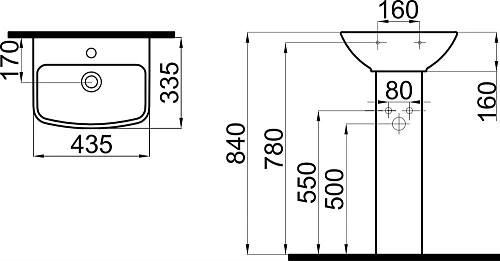 Раковина STWORKI Дублин 45 с пьедесталом 558292 Раковина STWORKI Дублин 45 с пьедесталом 558292
