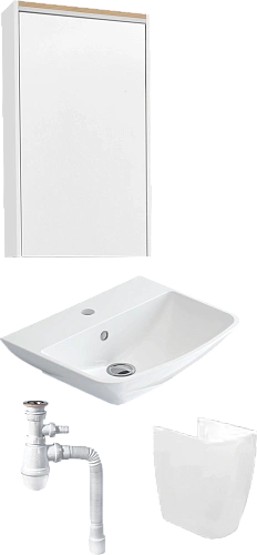 Раковина STWORKI Дублин 50 с полупьедесталом + Сифон для раковины Wirquin Минор с отводом для стирал 560912 Раковина STWORKI Дублин 50 с полупьедесталом + Сифон для раковины Wirquin Минор с отводом для стирал 560912