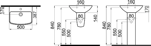 Раковина STWORKI Дублин 50 с полупьедесталом + Сифон для раковины Wirquin Минор с отводом для стирал 560912 Раковина STWORKI Дублин 50 с полупьедесталом + Сифон для раковины Wirquin Минор с отводом для стирал 560912