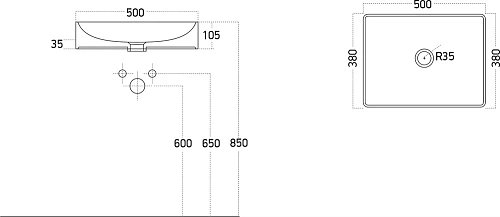 Раковина STWORKI накладная 50 3050-KL белый глянец 559933 Раковина STWORKI накладная 50 3050-KL белый глянец 559933