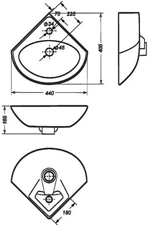 Раковина Style Line Веер-30 ЛС-00000166 Раковина Style Line Веер-30 ЛС-00000166