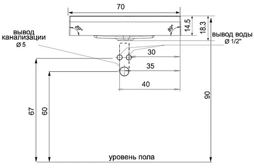 Раковина Velvex Lambo 70 см rkLAM.70-81 Раковина Velvex Lambo 70 см rkLAM.70-81