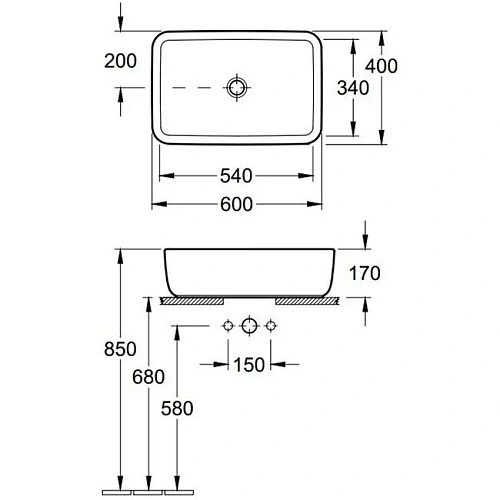 Раковина Villeroy & Boch Architectura 40 x 60 см 41276001 накладная Раковина Villeroy & Boch Architectura 40 x 60 см 41276001 накладная