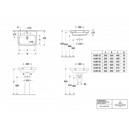 Раковина Villeroy & Boch Architectura 47 x 60 см 41886001 Раковина Villeroy & Boch Architectura 47 x 60 см 41886001