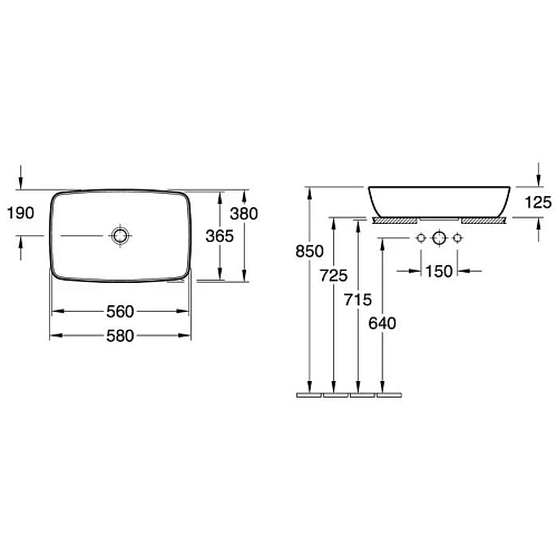 Раковина Villeroy & Boch Artis 38.5 x 58.5 см 41725801 накладная Раковина Villeroy & Boch Artis 38.5 x 58.5 см 41725801 накладная