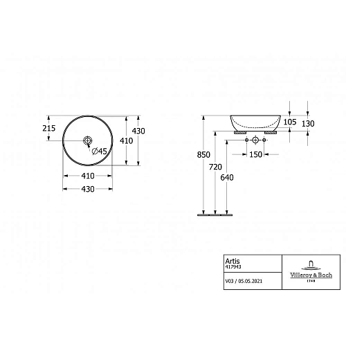 Раковина Villeroy & Boch Artis 43 x 43 см Indian Summer 417943BCW9 накладная Раковина Villeroy & Boch Artis 43 x 43 см Indian Summer 417943BCW9 накладная