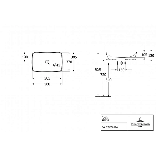 Раковина Villeroy & Boch Artis 58.5 x 38.5 см Indian Summer 417258BCW9 накладная Раковина Villeroy & Boch Artis 58.5 x 38.5 см Indian Summer 417258BCW9 накладная