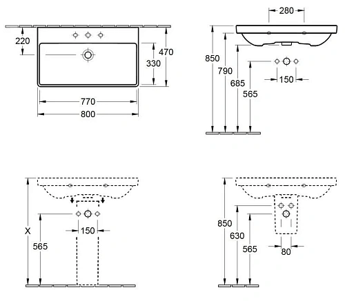 Раковина Villeroy & Boch Avento 415680R1 (4156 80 R1) CeramicPlus Раковина Villeroy & Boch Avento 415680R1 (4156 80 R1) CeramicPlus