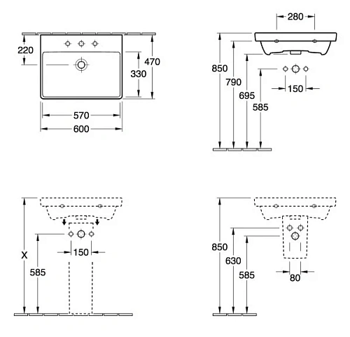 Раковина Villeroy & Boch Avento 41586001 (4158 60 01) Раковина Villeroy & Boch Avento 41586001 (4158 60 01)